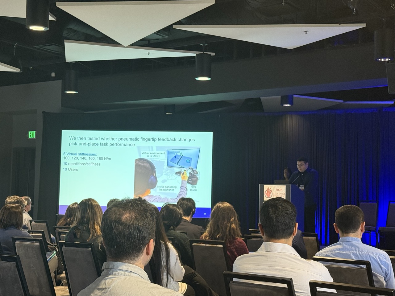 Jiaji Su presenting at IEEE Haptics Symposium 2026